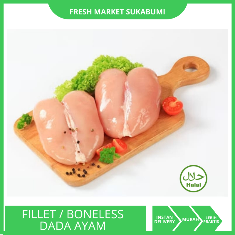 

[SUKABUMI] Boneless Fillet Dada Ayam Tanpa Kulit 970 gr - 1 kg