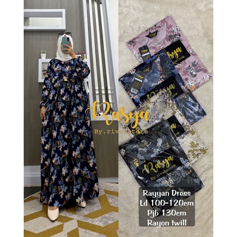lok MIDI DRESS RAYON PREMIUM MOTIF DAUN