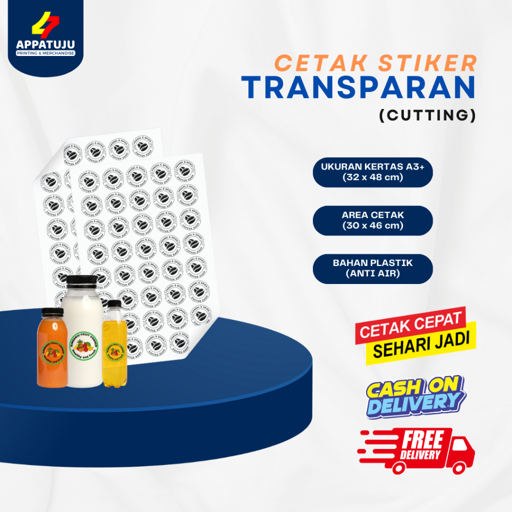 

[CETAK + CUTTING] Stiker Label Kemasan Transparan A3+