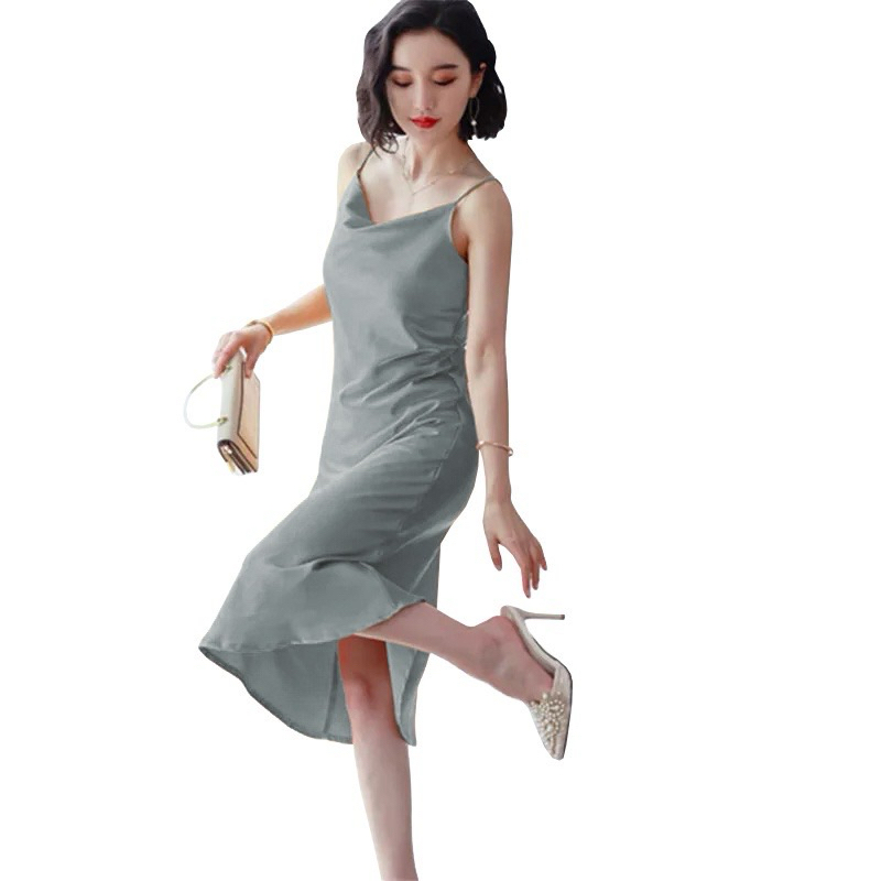 camisole dress satin dark grey