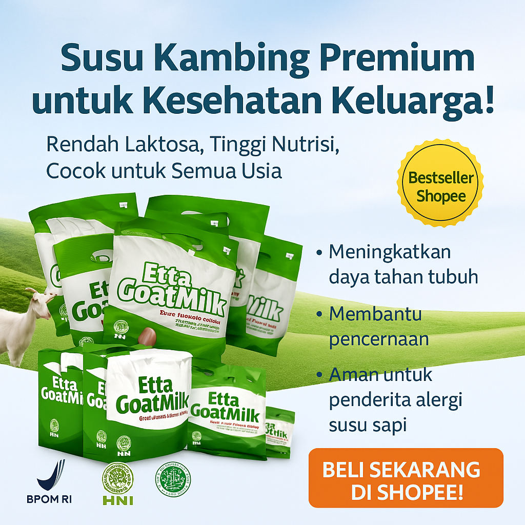 

Etta Goat Milk HNI HPAI EGM Susu Kambing Ettawa Original 10 Sachet