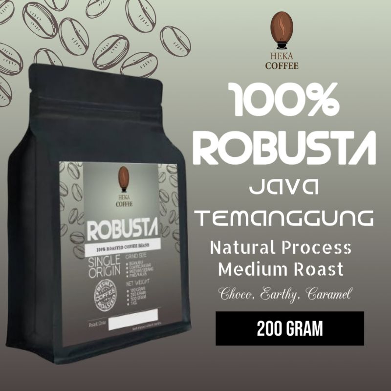 

(200 GRAM) BIJI / BUBUK KOPI ROBUSTA TEMANGGUNG ASLI 100 % - HEKA COFFEE