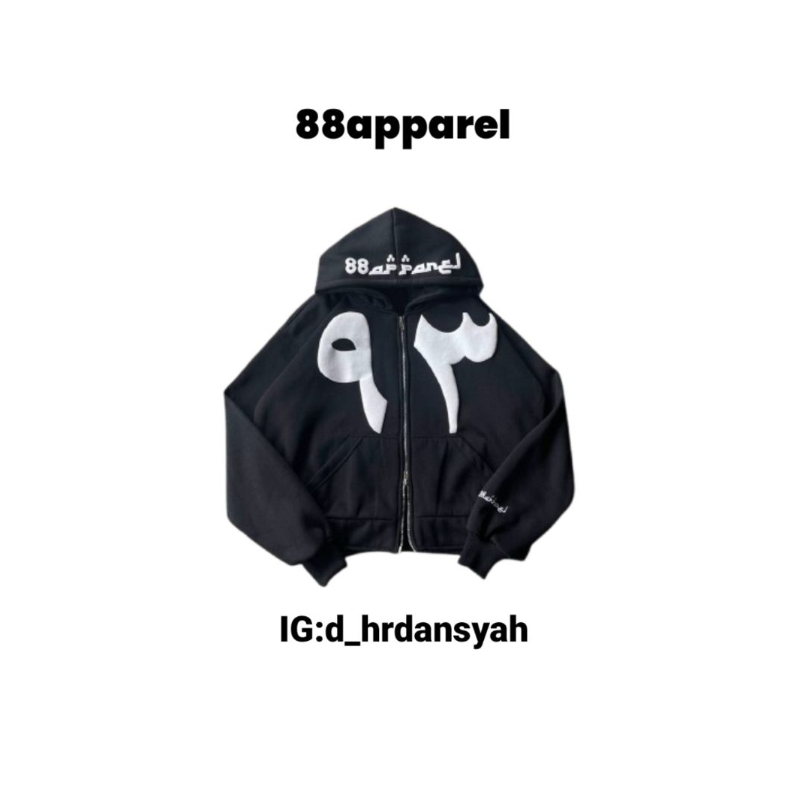 hoodie zipper arabic black 88apparel 100% ori like new