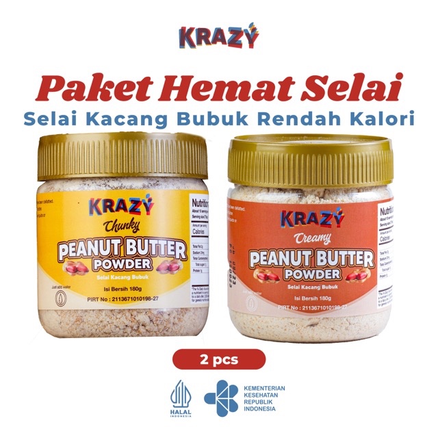 

PAKET HEMAT Krazy Peanut Butter Powder Selai Kacang Bubuk Rendah Kalori 2 PCS