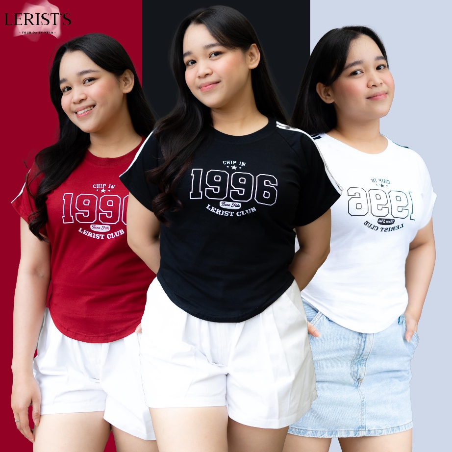 BISA COD CROP CHIP IN 1996 LERIST CLUB WOMEN  Tshirt Crop Round neck top tee Kaos atasan wanita cott