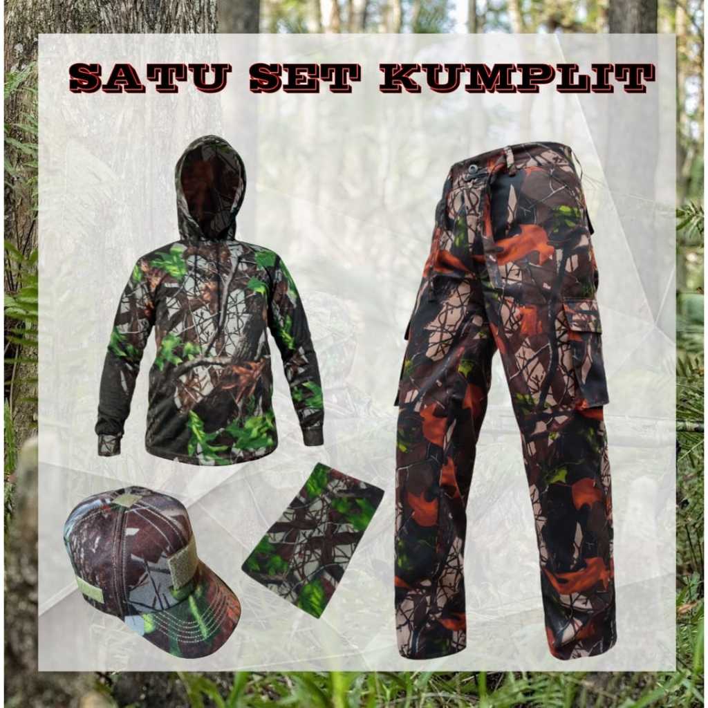 Setelan Baju Camo Satu Set Oak Brown  Pakaian Berburu yang Nyaman dan Tangguh