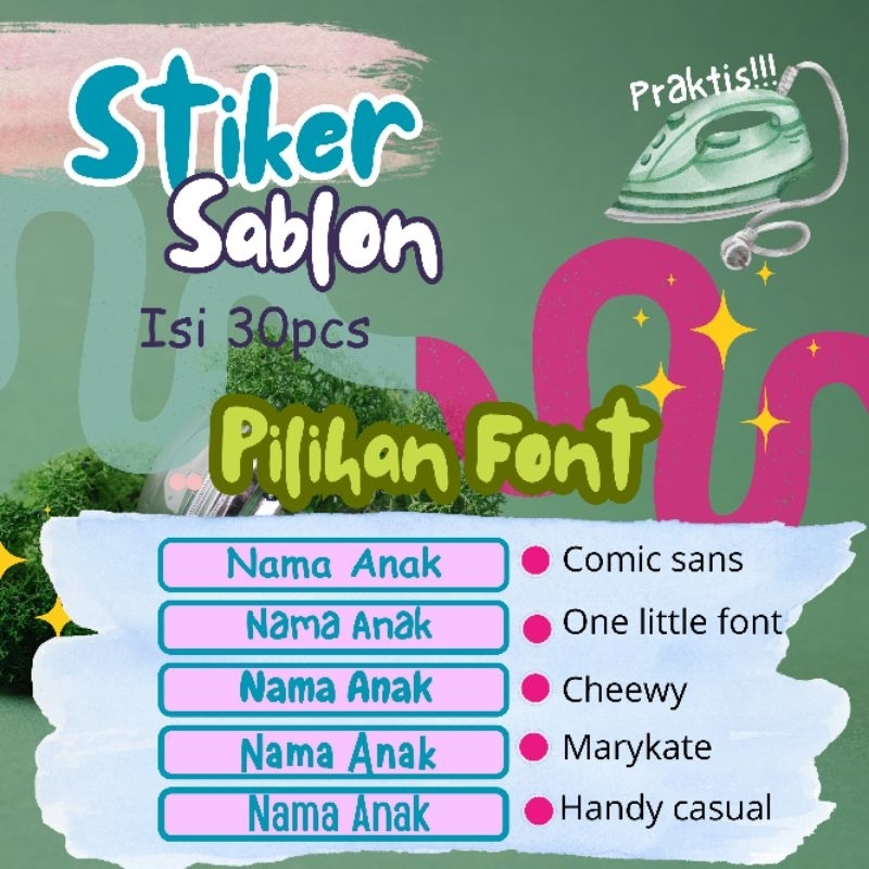 

Stiker Sablon dtf nama di baju kaos tas dll