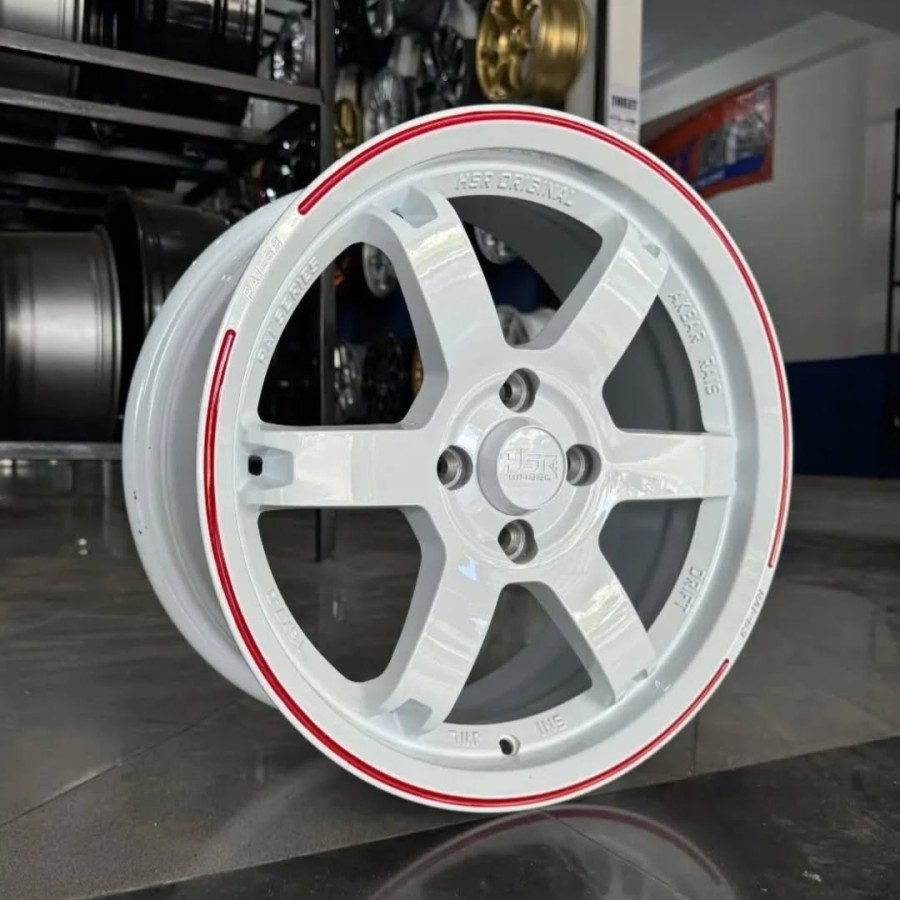 VELG MOBIL PELEK RACING MODEL PALANG TIGA HSR RAI-S3 RING 16 LEBAR 7 LUBANG 4x100 ET 42 WARNA PUTIH