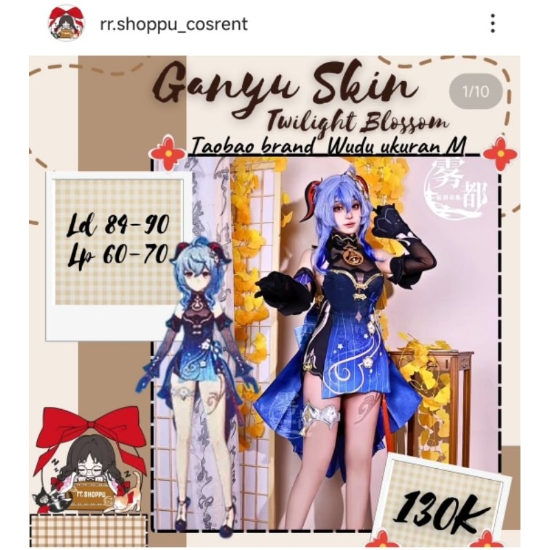 Rental kostum cosplay Ganyu skin