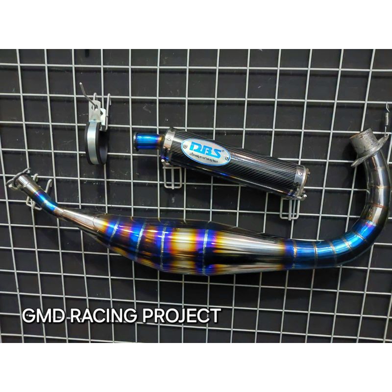 Knalpot Satria 2Tak DBS Carbon Blue Twotone Model Kolong