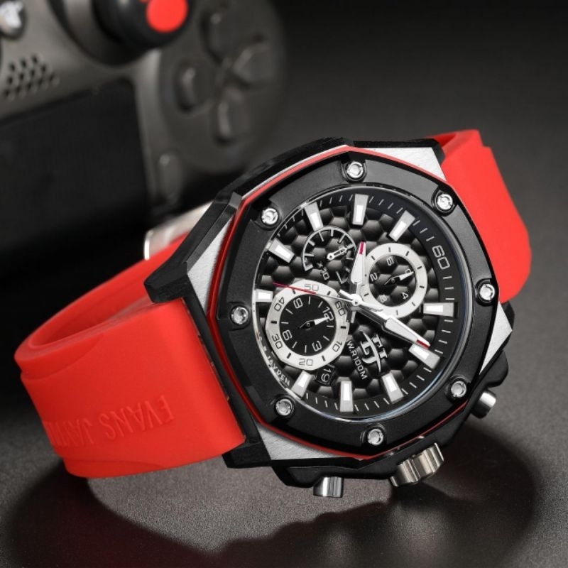 Non ✅️COD Jam Tangan Original EVANS JAYDEN Cowok Rubber Strap EV 9555 Water Resist