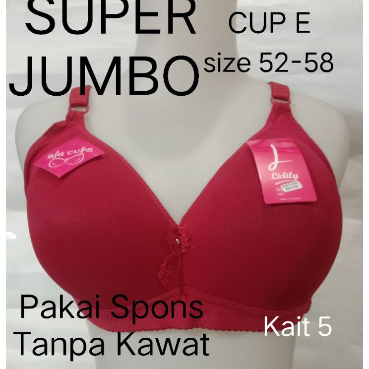 Baru BH CUP E  Super Jumbo hak Kait 5 R113 R 112 484 size 52  58 Pakai Spons Tanpa kawat BRA Remaja 
