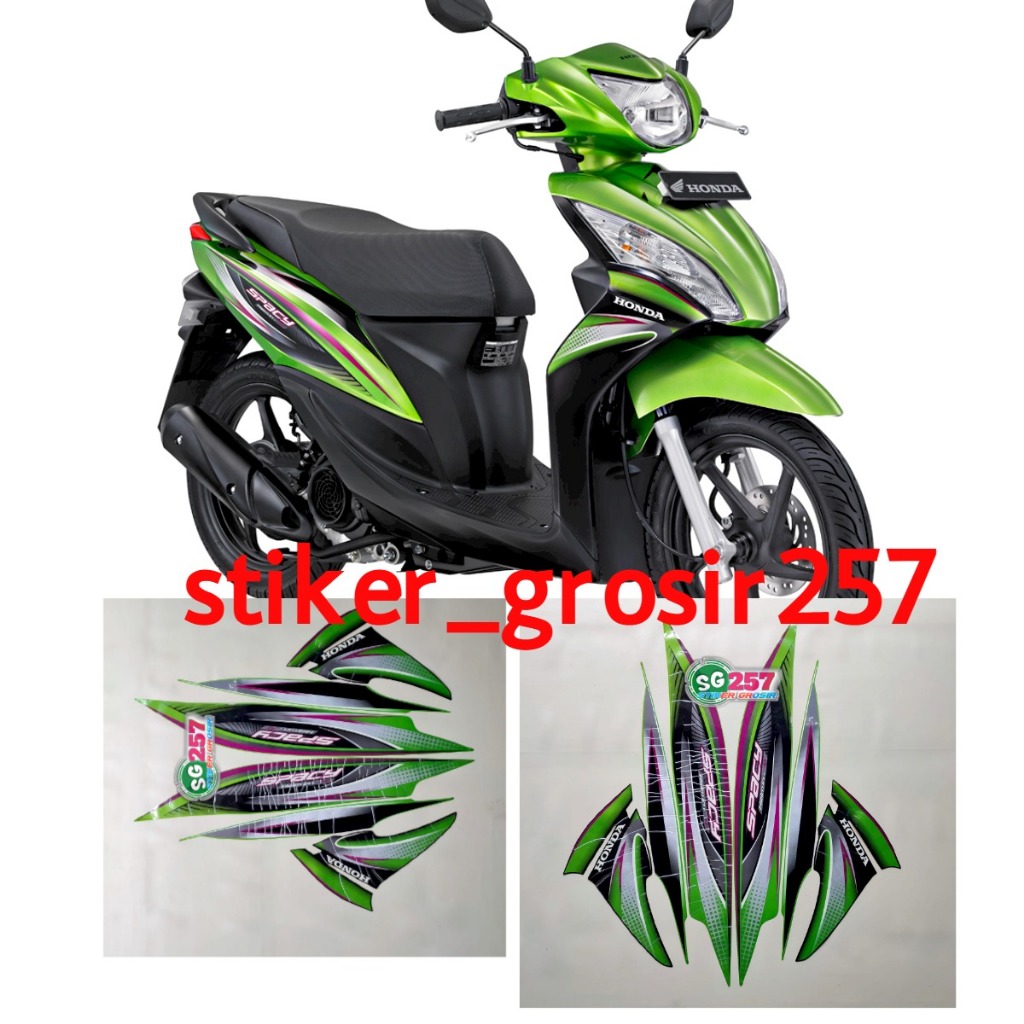 STIKER STRIPING LES LIS BODI MOTOR HONDA SPACY KARBU 2011 HIJAU