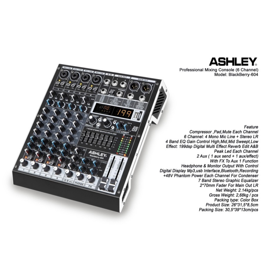 Mixer Ashley BlackBerry 604 Original 6 Channel Bluetooth Efek DSP TERBAIK