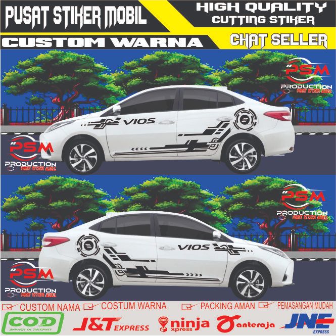 NEW Stiker Mobil Sedan Vios Stiker Cutting Vios Stiker Body Samping Toyota Vios