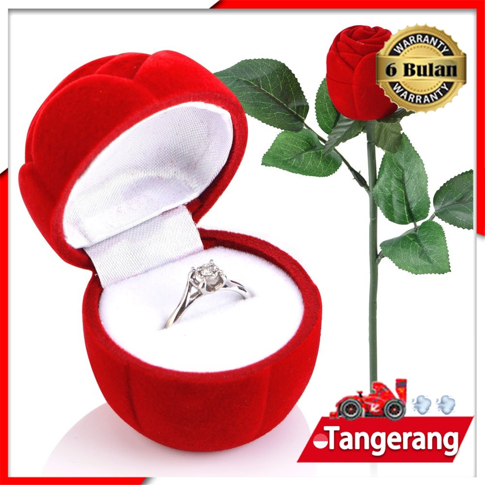 

Box Cincin Pernikahan Rose Shape Ringbox Wedding Ring Box Kotak Cincin Velvet Kawin Bludru Kotak Perhiasan 24,3x4cm