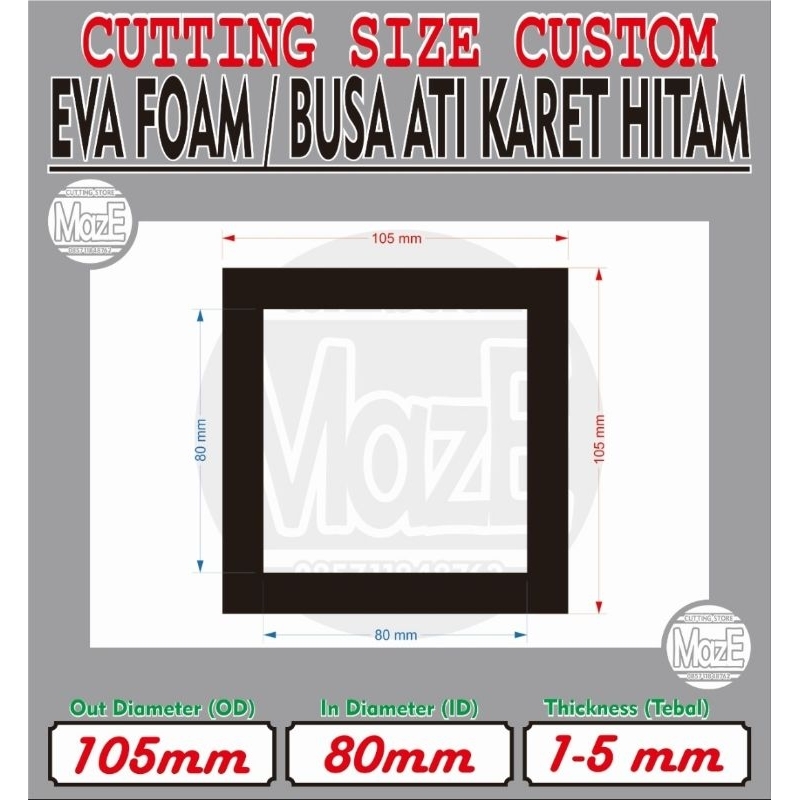 

Eva Foam Hitam OD105mm X ID80mm Busa Ati Karet Kotak Custom Cutting Spon Laser Sponge Tempel Lem Adhesive