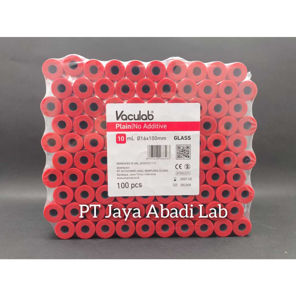 Vaculab plain tabung darah 10ml 10 ml 10cc 10 cc ecer satuan vacutainer vacuum tube merah