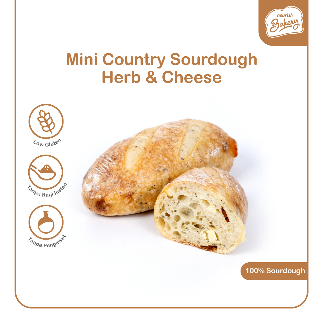 

Country Herbs & Cheese - 100% Sourdough Country Bread Long Fermentation 300gr (BSD)