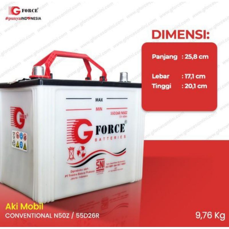 AKI MOBIL G-FORCE N50Z 12V 60AH (AKI BASAH)