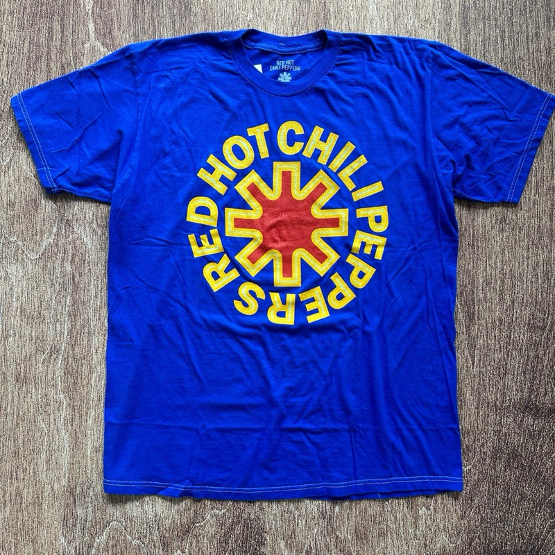 KAOS BAND OFFICIAL RED HOT CHILLI PEPPERS LOGO BLUE ORIGINAL MERCHANDISE