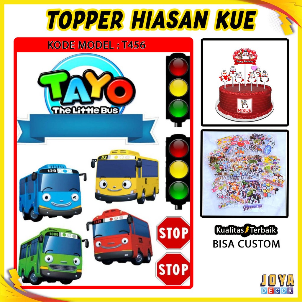 TOPPER KUE KARAKTER TAYO , TOPPER CAKE TAYO , TOPER HAPPY BIRTHDAY , HIASAN KUE KARAKTER TT456