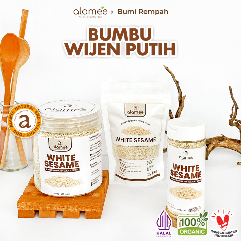 

ALAMEE Wijen Putih White Sesame Seed Bumbu Dapur Organik Masak Rempah Tanpa Campuran Seasoning 300g