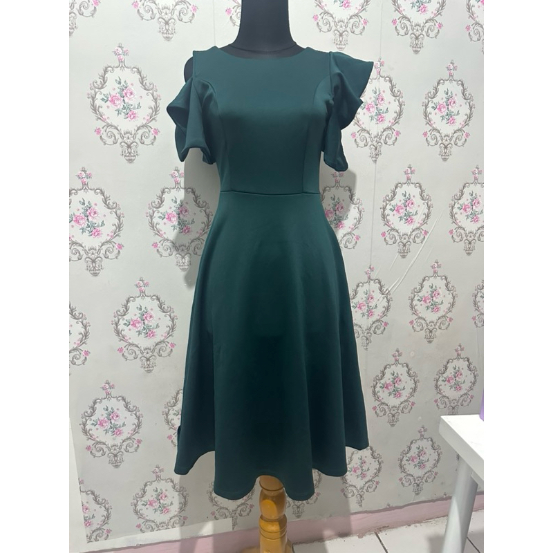 Dress scuba warna emerald