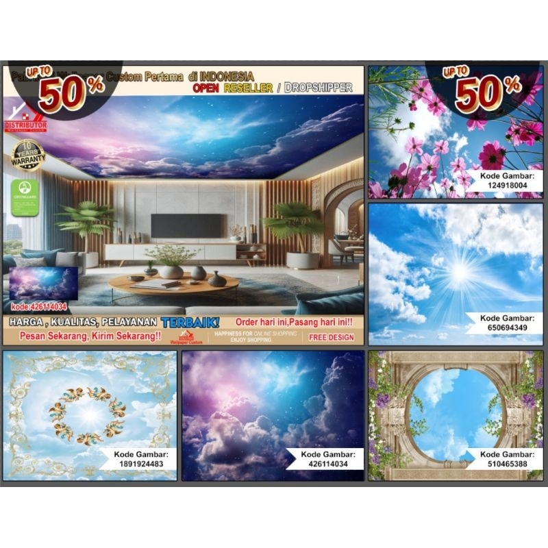 Wallpaper Dinding Custom 3D Tema Sky | Wallpaper Sky | Wallpaper Langit | Wallpaper Tema Moon | Wall