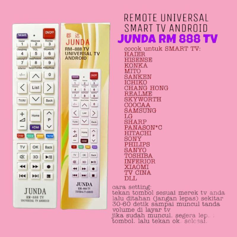 Remote Android TV Multi Universal Remote Multi Android RM-888 Junda
