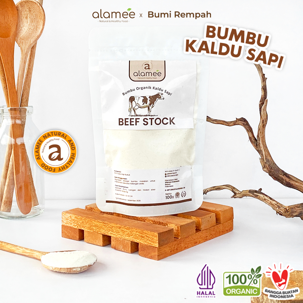 

ALAMEE Kaldu Sapi Bubuk NON MSG Bumbu Dapur Organik Beef Powder Praktis 100gr