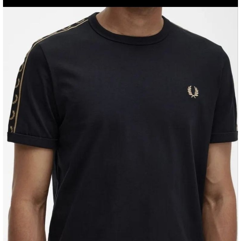 FRED PERRY ORIGINAL TAPPED GOLD NEW TSHIRT BLACK