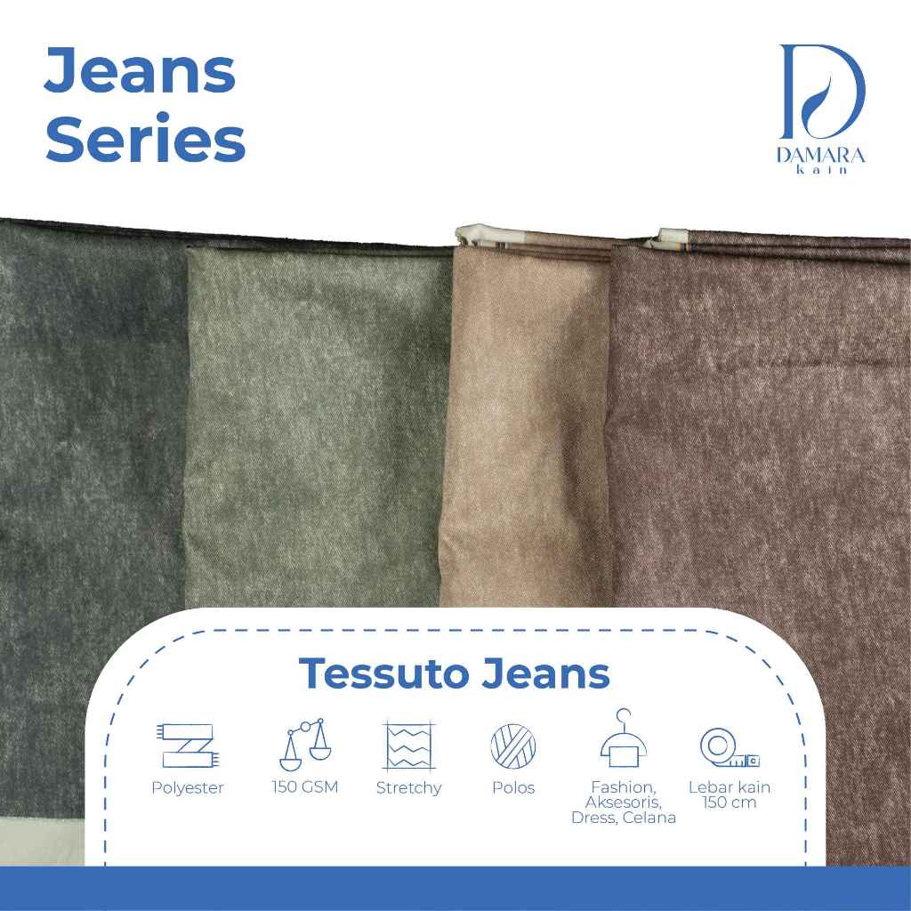 Kain Poly Tessuto Jeans Premium