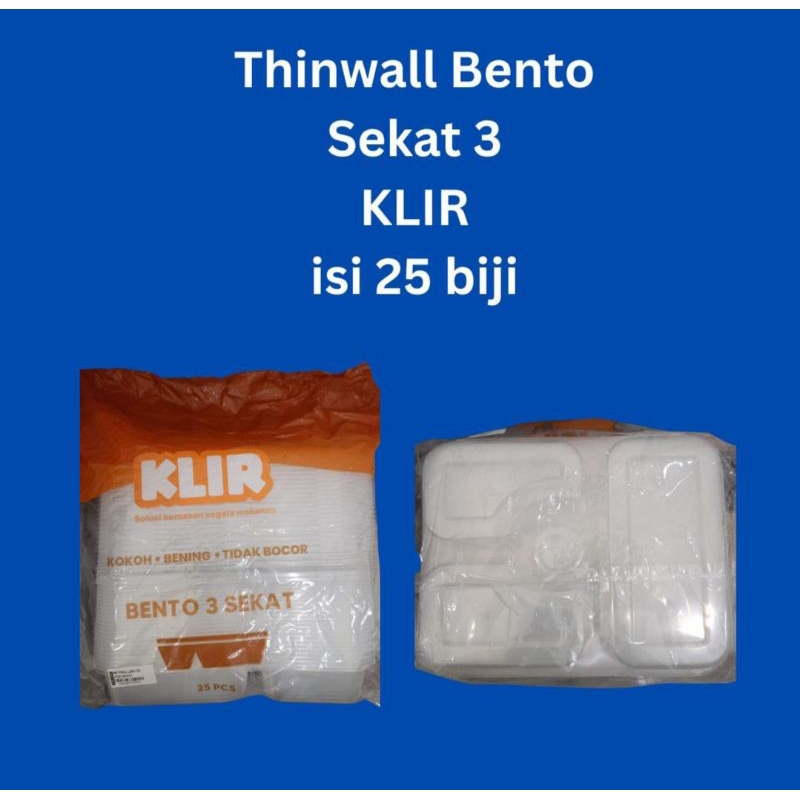 thinwall bento sekat 3 Klir