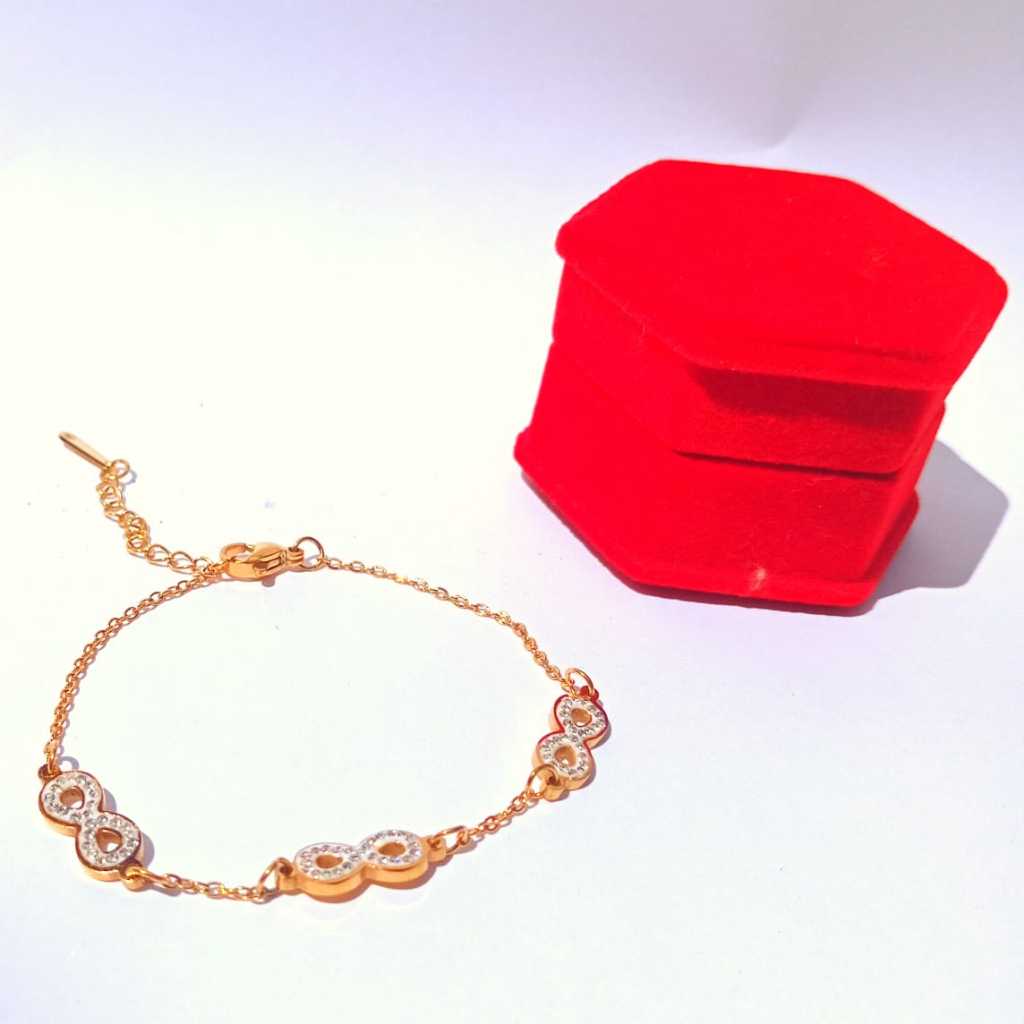 Hyl Jewelry Gelang Rantai Titanium Premium Wanita Mareeba Gold Plated