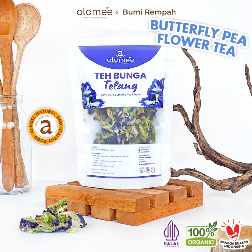 

ALAMEE Teh Bunga Telang Kering Butterfly Pea Tea Teh Herbal Organik Alami Siap Seduh Minum 10gr