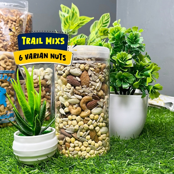 

Trail Mixs 6 NUTS Roasted Mete Almond Pistachio Walnut Panggang Kacang Arab Sunflower Seed