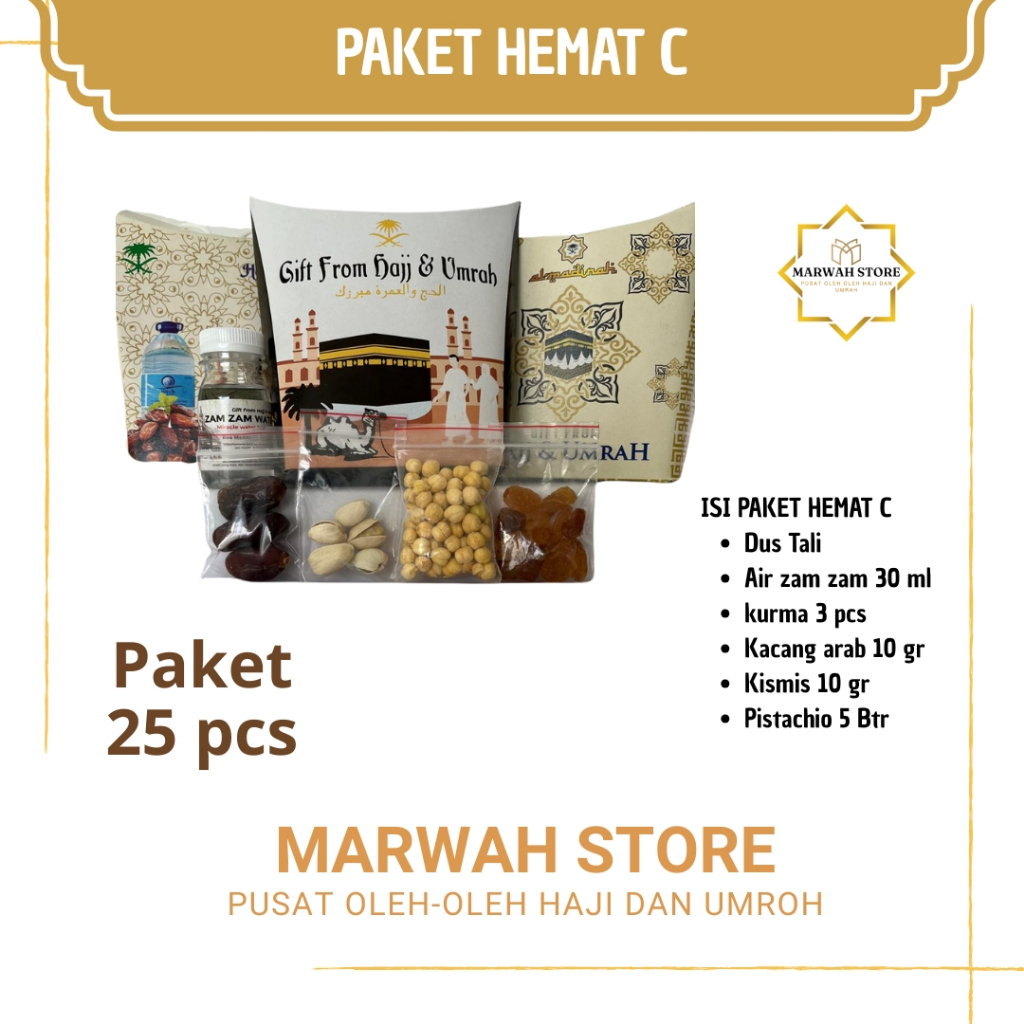 

Oleh-oleh Haji dan Umroh Paket Hemat C isi 25 Lengkap Air Zamzam