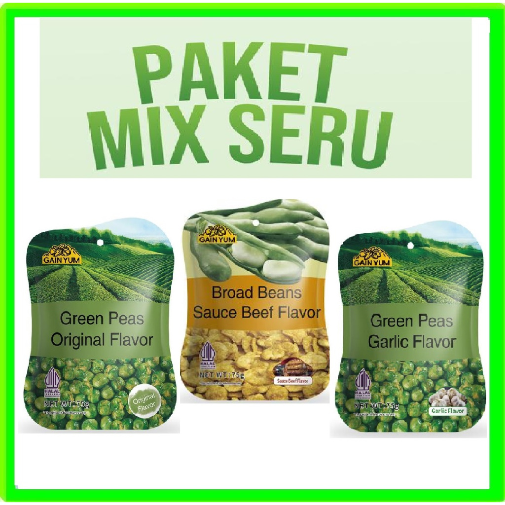 

GainYum [PAKET] Green Peas Broas Beans Mix Flavour Ukuran 75gr Gain Yum
