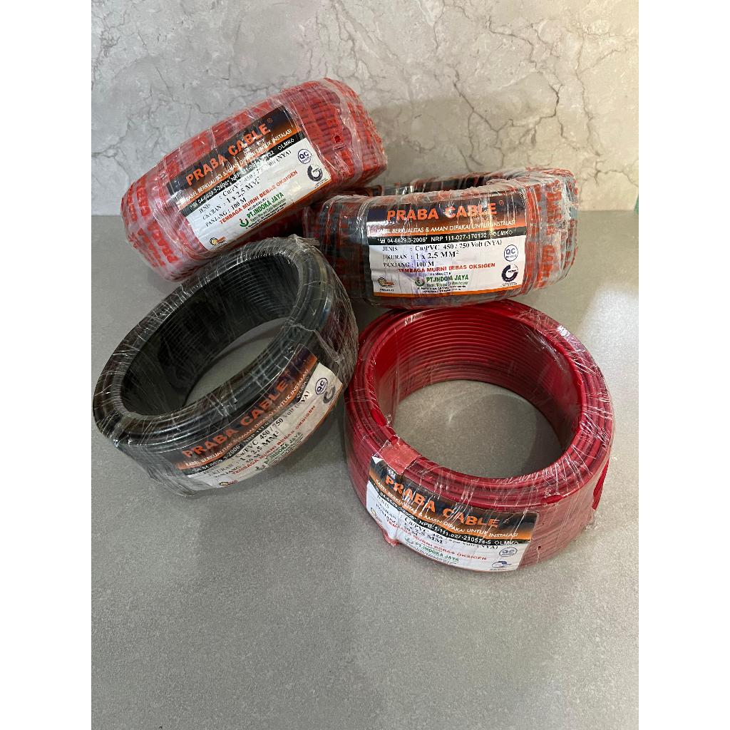 KABEL PRABA NYA 1 X 2.5 MM (50 METER) MERAH & HITAM / KABEL PRABA NYA 1 X 2.5 (100 METER)