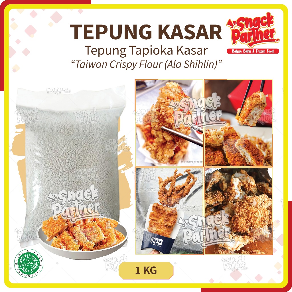 

TEPUNG SHIHLIN / TAPIOKA KASAR GRADE A+ 1 KG (>10KG HARGA GROSIR) - XXL Taiwan Chicken Crispy Flour - Khas Street Food Goreng Krispi Premium Ayam Shilin
