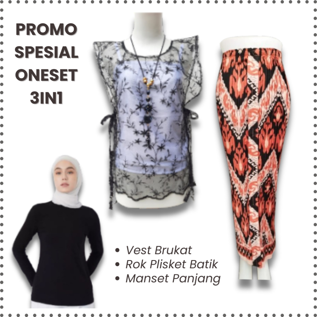 Setelan Vest Rompi Brukat Kekinian Oneset Remaja Modern Set Kebaya Wisuda Baju Setelan Kondangan Wan