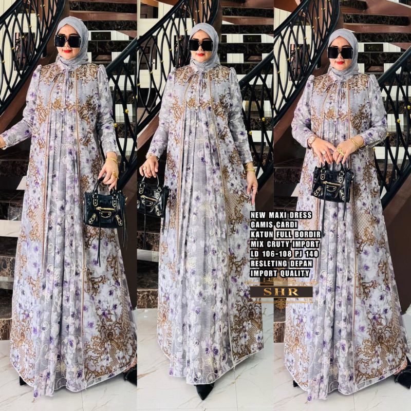 “BY SHR ORI NEW” READY MAXI DRESS CARDY VOL2 MAHKOTA FLOWERS JUMBO CERUTY BY SHR ORI