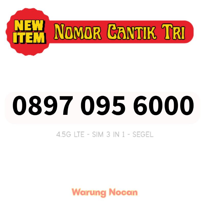 NOMOR CANTIK TRI THREE 3 11 DIGIT 6000