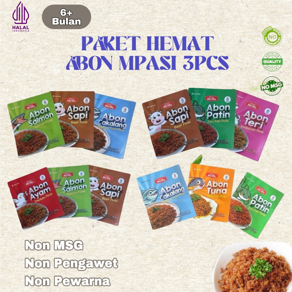 

MYMY- Promo Abon MPASI Bayi Paket Tiga 3 pcs BB Booster Non MSG Bayi Anak 6+ 8+ Bulan