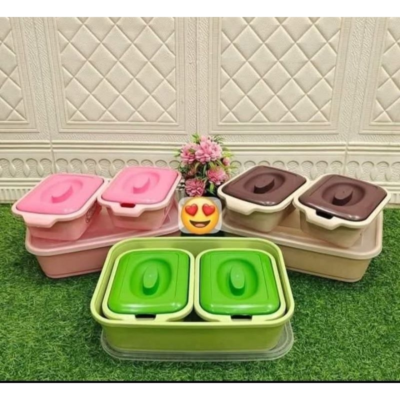 Basi citra/Tempat sayur/Basi segi citra serbaguna isi 2+nampan/Wadah Saji set