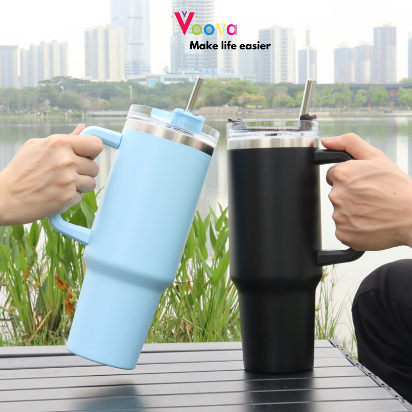 VOOVA/Tumbler stainless jumbo/ Tumbler Besar 1200ml/Botol Minum Stainless 304/Tumbler Anti Bocor