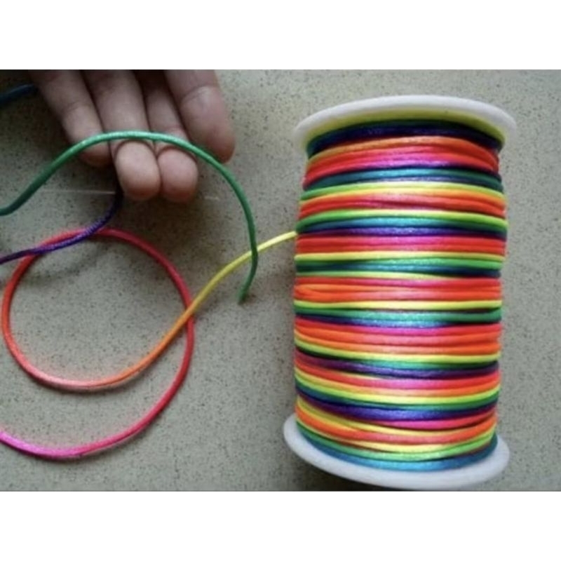 

tali satin Rainbow tapi pita warna warni tali kur