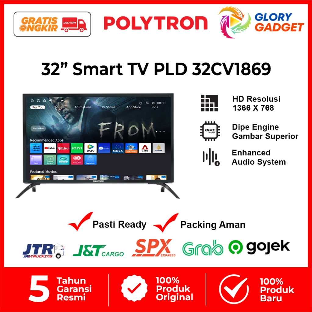 POLYTRON SMART DIGITAL TV 32" INCH HD DIGITAL TV DVB-T2 - PLD 32CV1869 / PLD 32CV2269