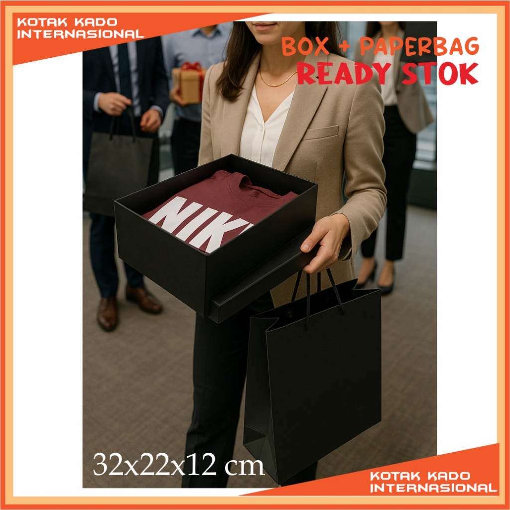 

Gift Box Hampers GRATIS Paperbag Hitam PREMIUM ukuran Besar kotakkado untuk Tumbler Jaket tebal Muat Toples